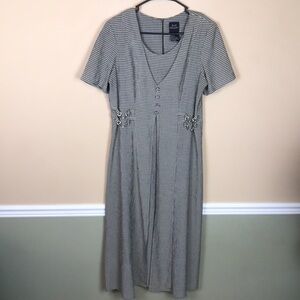 VTG Brett Alixander Women’s Plaid Olive Green Ivory Chain Links Maxi Dress